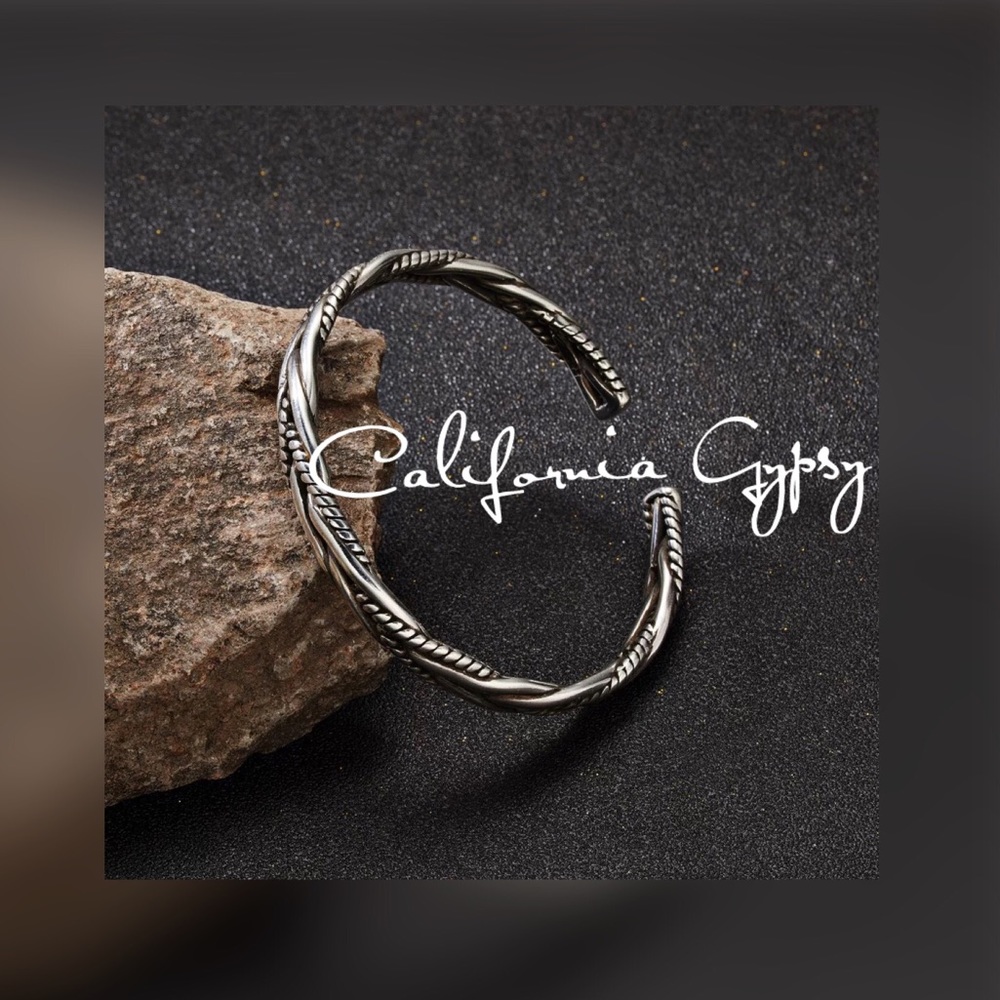 S925 Braided Sterling Silver Mens Bracelet - Picture 6 of 11